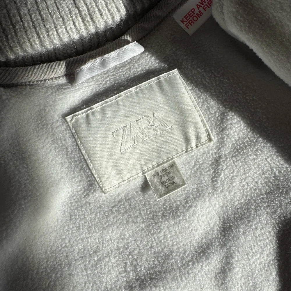 Zara fleece jacket and  basic knit hat in gray